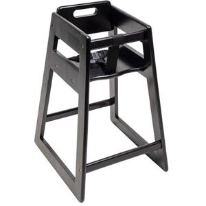 "CSL 900BL 27"" Wood Stackable High Chair w/ Waist Strap - Rubberwood, Black"