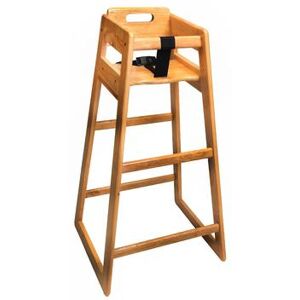 "CSL 910LT 39 1/2"" Pub Height Wood High Chair w/ Waist Strap, Light, Brown"