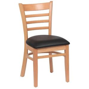 Royal Industries ROY 8001 N BLK Side Chair w/ Ladder Back & Black Vinyl Seat - Beechwood Frame, Natural Finish