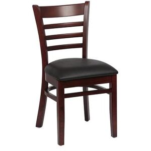 Royal Industries ROY 8001 W BLK Side Chair w/ Ladder Back & Black Vinyl Seat - Beechwood Frame, Walnut Finish