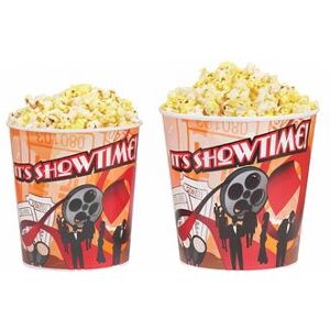 Gold Medal 2230T 130 oz Showtime Design Disposable Popcorn Cups, 300/Case, 130 Ounce, Multi-Colored