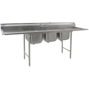 Eagle Group 414-16-3-24 102"" 3 Compartment Sink w/ 16""L x 20""W Bowl, 13 1/2"" Deep, Stainless Steel"