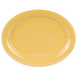 "GET OP-135-TY 13 1/2"" x 10 1/4"" Oval Diamond Mardi Gras Platter - Melamine, Yellow, 12/Case"