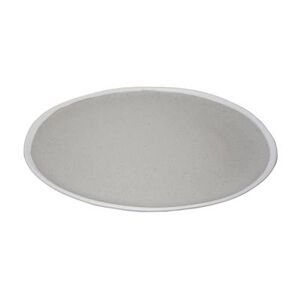 "GET P-183-DVG 18"" x 13"" Oval Pottery Market Platter - Melamine, Dove Gray w/ White Trim"