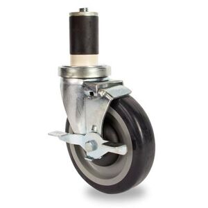 "John Boos CAS01-R 5"" Heavy Duty Locking Casters for Round Legs, For 1-5/8"" Legs, Set of 4"