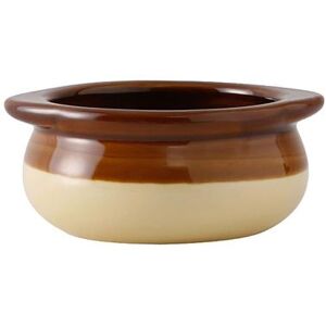 Tuxton B6S-1203 12 oz DuraTuxÂ© Onion Soup Crock - Ceramic, Two Tone, Brown