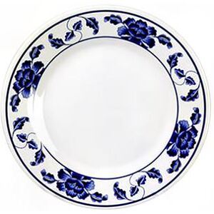 "Thunder Group 1016TB 15 1/2"" Round Lotus Plate - Melamine, White/Blue"