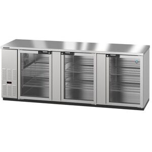 "Hoshizaki BB95-G-S 95 1/2"" Bar Refrigerator - 3 Swinging Glass Doors, Stainless, 115v, Silver"