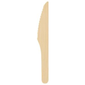 "VerTerra VT-E2-12 6"" Disposable Wooden Knife, Lightweight, Beige"