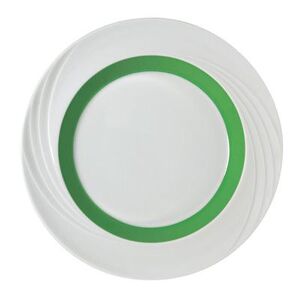 "Libbey 9181826-62941 10 1/4"" Round Schonwald Plate - Donna Senior, Porcelain, White/Green"