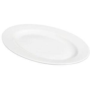 "Libbey 999023 008 13-1/4"" x 10-1/4"" Oval Rigel Platter - Porcelain, Lunar White"