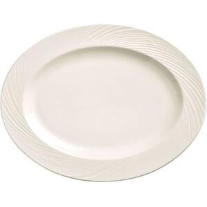 "Libbey BO-1122 13 1/4"" x 10 1/4"" Oval Basics Orbis Platter - Porcelain, Bright White"