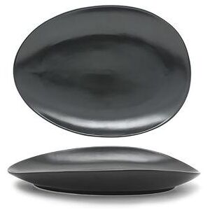 "Front of the House DOS030BKP20 Oval Tides Plate - 12"" x 8 3/4"", Porcelain, Mussel, Black"