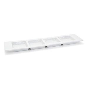 "Front of the House SPT010WHP23 Rectangular Canvas Server w/ (4) Compartments - 12 1/2"" x 3 1/4"", Porcelain, White"
