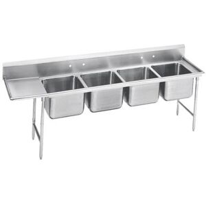 "Advance Tabco 93-24-80-18L 111"" 4 Compartment Sink w/ 20""L x 20""W Bowl, 12"" Deep, Stainless Steel"