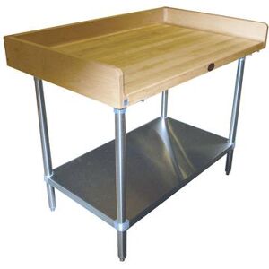 "Advance Tabco BG-305 60"" Maple Top Bakers Table w/ 4"" Splash & Undershelf, 30""D"