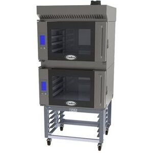 Cadco BLS-4FTR-2H Double Full Size Electric Commercial Convection Oven - 7.6kW, 208-240v/1ph, Bakerlux TOUCH, Stainless Steel