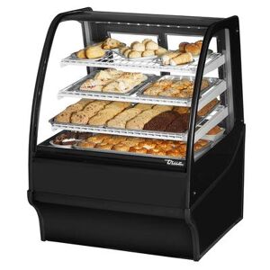 "True TDM-DC-36-GE/GE-B-W 36 1/4"" Full Service Dry Bakery Case w/ Curved Glass - (4) Levels, 115v, Black True Refrigeration"