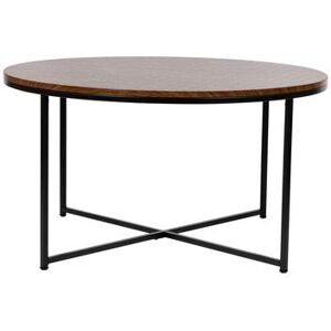 "Flash Furniture NAN-JH-1787CT-WAL-BK-GG Coffee Table w/ Walnut Wood Top & Matte Black Metal Legs - 35 1/2""W x 35 1/2""D x 19 1/4""H"