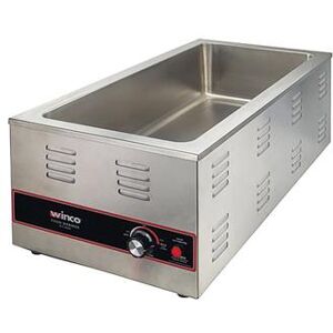 Winco FW-L600 Countertop Food Warmer - Wet w/ (4) 1/3 Pan Wells, 120v, Stainless Steel, Wet Operation