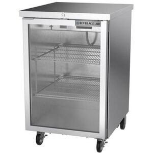 "Beverage Air BB24HC-1-FG-S Hydrocarbon Series 24"" Bar Refrigerator - 1 Swinging Glass Door, Stainless, 115v, Silver"