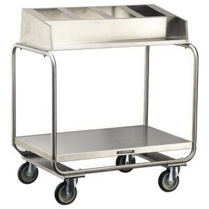 Lakeside 214 Tray & Silver Cart w/ Angle Frame & (4) 1/3 Size Pans, Stainless Steel, 1/4-Size Pans