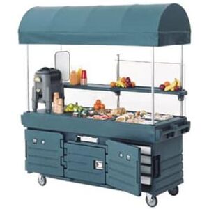 "Cambro KVC854C191 CamKiosk Kiosk Type Food Cart w/ Cover & Lockable Storage, 85 1/8""L x 33 1/2""W x 94""H, Gray, 4 Pan Wells, Canopy"