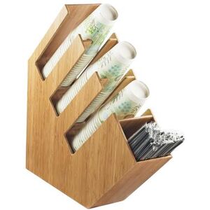 "Cal-Mil 2051-60 Classic 4 Compartment Straw Holder - 4 1/2"" x 20"" x 19 1/2"", Bamboo, 4 Section, Brown"