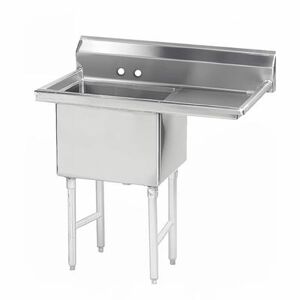 "Advance Tabco FS-1-1824-24R 44 1/2"" 1 Compartment Sink w/ 18""L x 24""W Bowl, 14"" Deep, Stainless Steel"