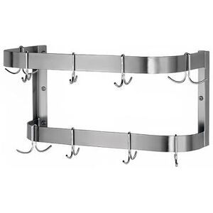 "Advance Tabco SW-96-EC 96"" Wall-Mount Pot Rack w/ (18) Double Hooks, Stainless Steel, 18 Double Prong Hooks, Double Bar"