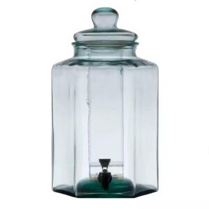Cal-Mil 3553ICE 2 Gallon Hexagon Glass Beverage Dispenser w/ Ice Chamber - Clear