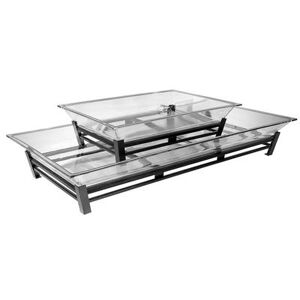"Cal-Mil IP402-39 48"" 2 Tier Metal Ice Housing - Table Top, Silver, 24"" x 48"" x 12-1/2"""