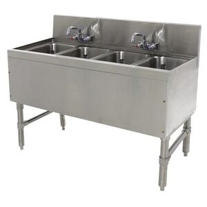 "Advance Tabco PRB-19-44C 48"" 4 Compartment Sink w/ 10""L x 14""W Bowl, 10"" Deep, Stainless Steel"