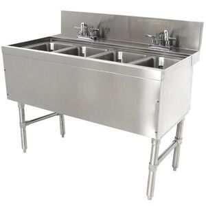 "Advance Tabco PRB-24-44C 48"" 4 Compartment Sink w/ 10""L x 14""W Bowl, 10"" Deep, Stainless Steel"