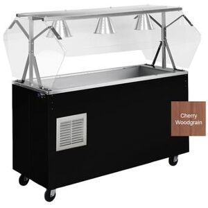 "Vollrath R38776 60"" Affordable Portable Cold Food Bar - (4) Pan Capacity, Floor Model, Cherry Woodgrain, Brown, 120 V"