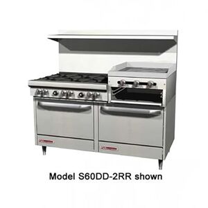 "Southbend 4603DD-2RR Ultimate 60"" 6 Burner Commercial Gas Range w/ Griddle/Broiler & (2) Standard Ovens, Liquid Propane, Stainless Steel, Gas Type: LP"