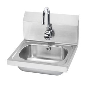 "Krowne HS-11 Wall Mount Commercial Touchless Hand Sink w/ 14""L x 10""W x 6""D Bowl, Gooseneck Faucet, Silver"
