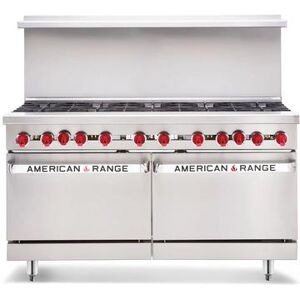 "American Range AR-12G-8B-CC 60"" 8 Burner Commercial Gas Range w/ Griddle & (2) Convection Ovens, Natural Gas, Stainless Steel, Gas Type: NG"