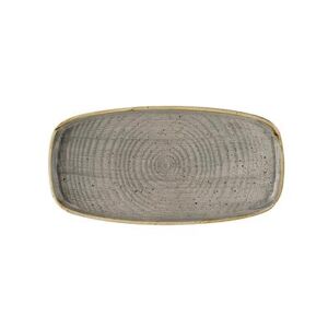 "Churchill SPGSWO291 11 3/4"" x 6"" Oblong Stonecast Walled Plate - Ceramic Peppercorn Gray"