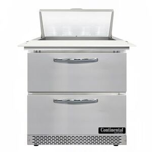 "Continental D32N8C-FB-D 32"" Sandwich/Salad Prep Table w/ Refrigerated Base, 115v, Stainless Steel"