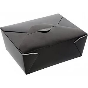 "AmerCareRoyal FTB8BK Disposable 8 Takeout Box - 6"" x 4 3/4"", Paper, Black, Black/White, Poly-coated Interior"