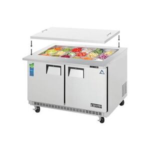 "Everest Refrigeration EOTP2 47 1/2"" Sandwich/Salad Prep Table w/ Refrigerated Base, 115v, Stainless Steel"