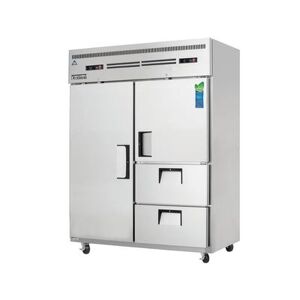 "Everest Refrigeration ESWQ2D2 59"" 2 Section Commercial Refrigerator Freezer - Solid Doors & Drawers, Top Compressor, 115v, Silver"