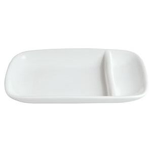 "Cameo China 710-019A Rectangular 2 Section Divided Dish - 9"" x 5 1/2"", Ceramic, White"