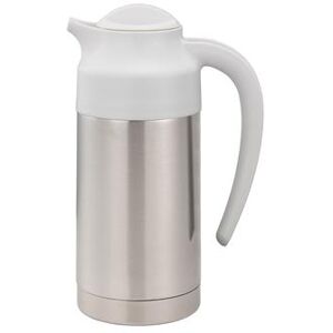 Service Ideas S2SN70WHT 7/10 liter Vacuum Creamer Carafe w/ Screw On Lid & Stainless Liner - Brushed Stainless, Silver