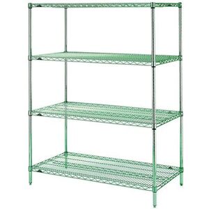 Metro EZ1836NK3-4 Super Erecta Epoxy Coated Wire Shelf Kit - 36""W x 18""D x 74""H, Epoxy Finish, Green"