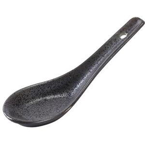 "Yanco DB-7002 5 1/2"" Diamond Black Spoon - Porcelain, Black"