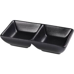 Yanco NB-4032 Rectangular Sauce Dish w/ (2) 1 1/2 oz Compartments - Ceramic, Noble Black