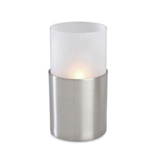 "Sterno 80436 Monacco Candle Lamp - 2 3/4""D x 3 1/32""H, Frosted Glass/Nickel Metal Base, Silver"