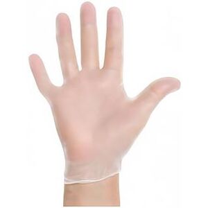 Strong 3004 Vinyl Exam Glove w/ Beaded Cuff - Powder Free, Clear, Large, Single Use